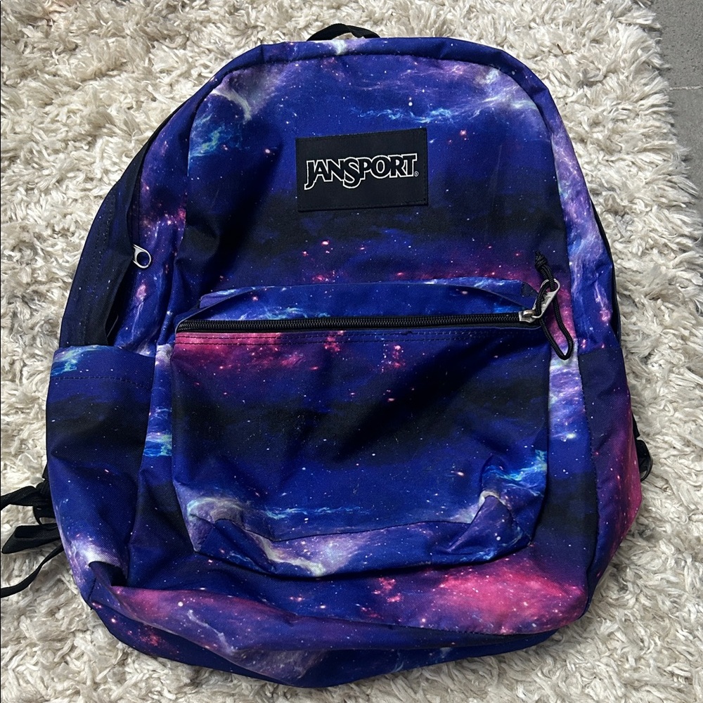 Jansport Superbreak Plus Blue and Pink Galaxy Backpack